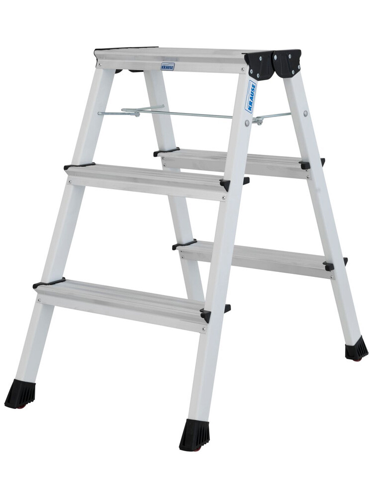 KRAUSE Rolly schodki jezdne dwustronne składane 2x3 aluminiowe białe